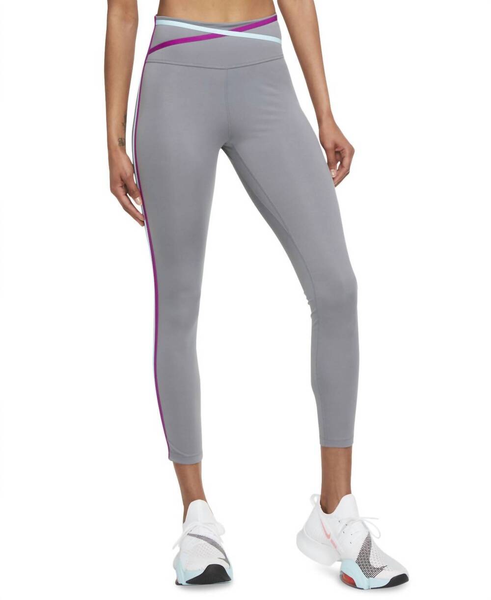 NEW NIKE dri-fit one mid-rise 7/8 taped leggings in smoke gray